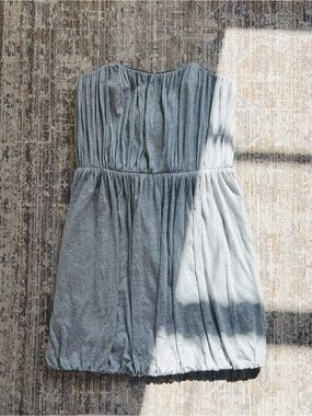 Single Dress Strapless Grey Gathered Bubble Hem Dress